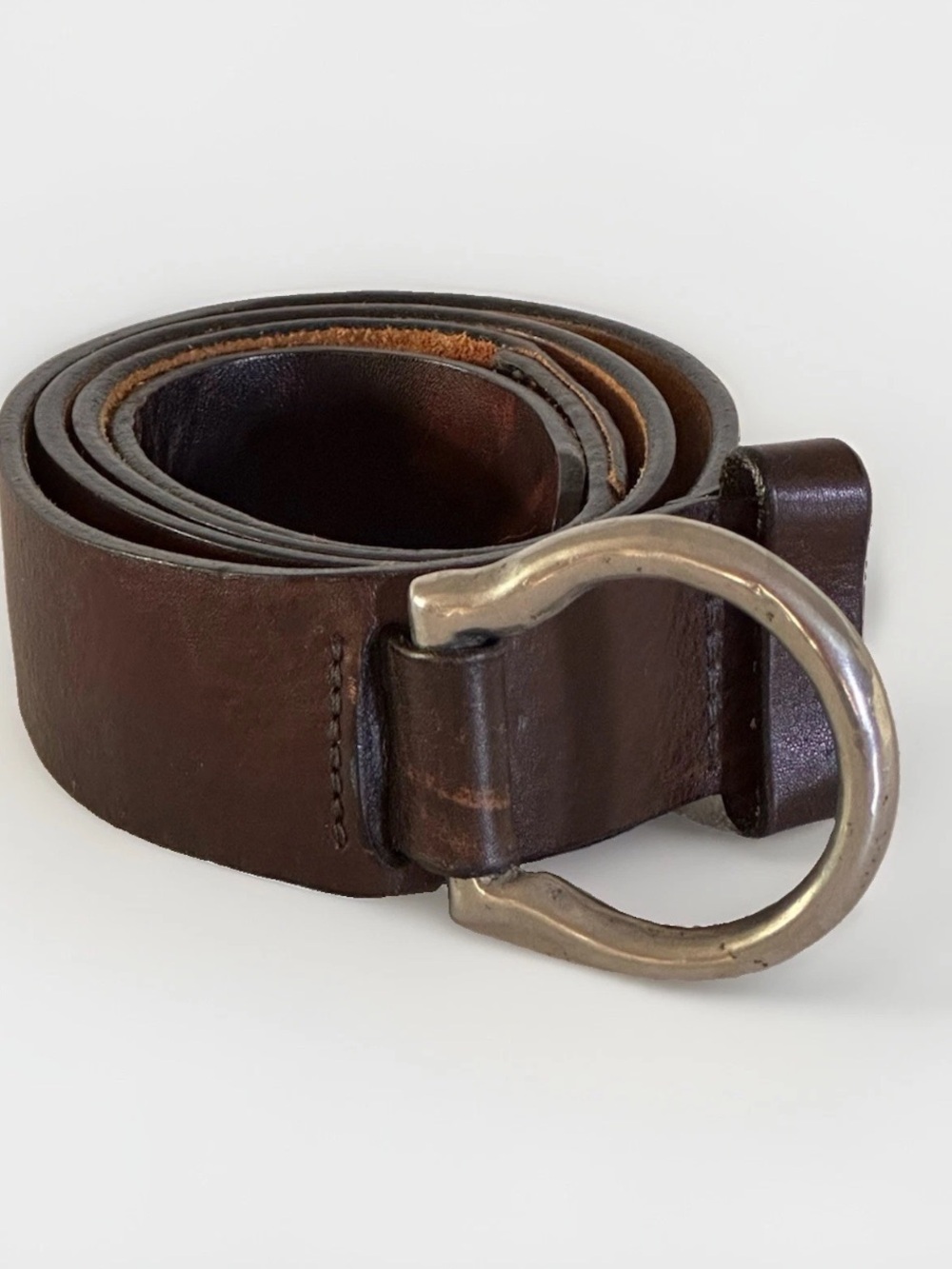 Vintage BRAVE BELT WORKS THICK LEATHER BELT 38 MARBLED/DISTRESSED